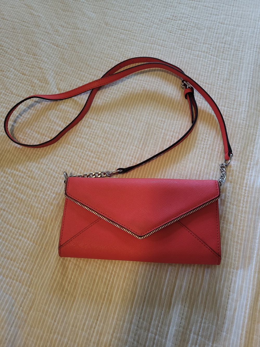 Rebecca Minkoff Red Cleo Leather Wallet  On A Chain Crossbody Clutch